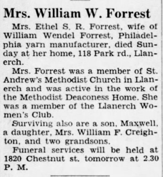 Ethel Forrest dies